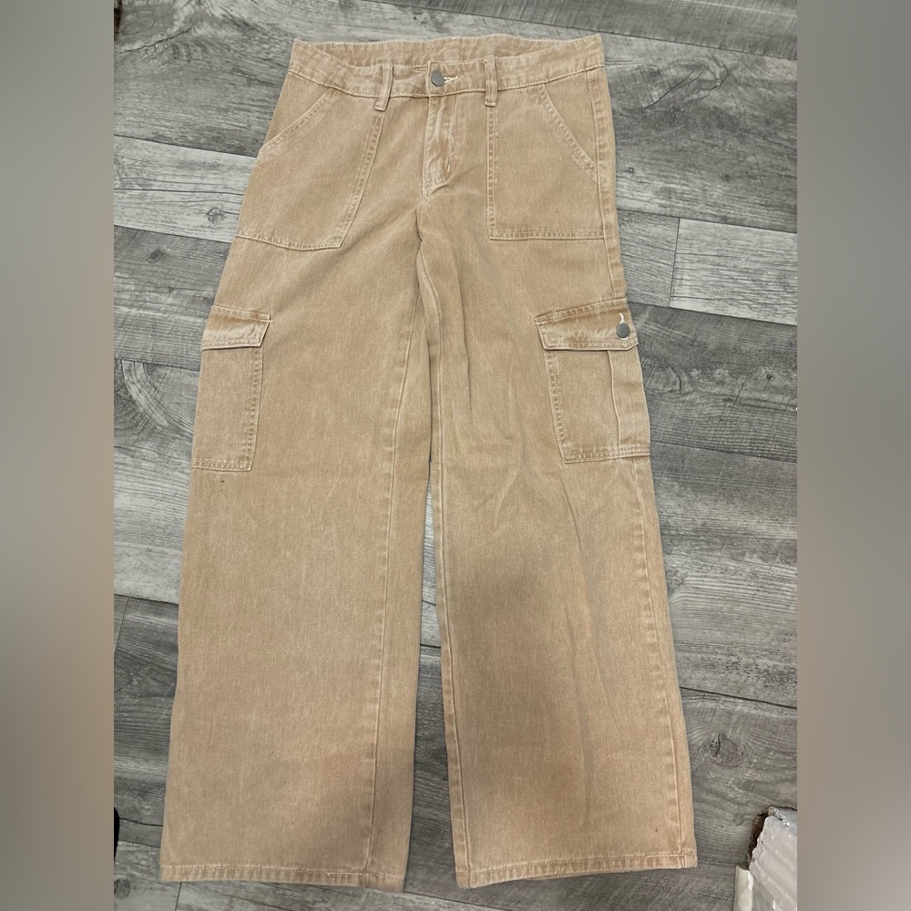 khaki wide leg jeans